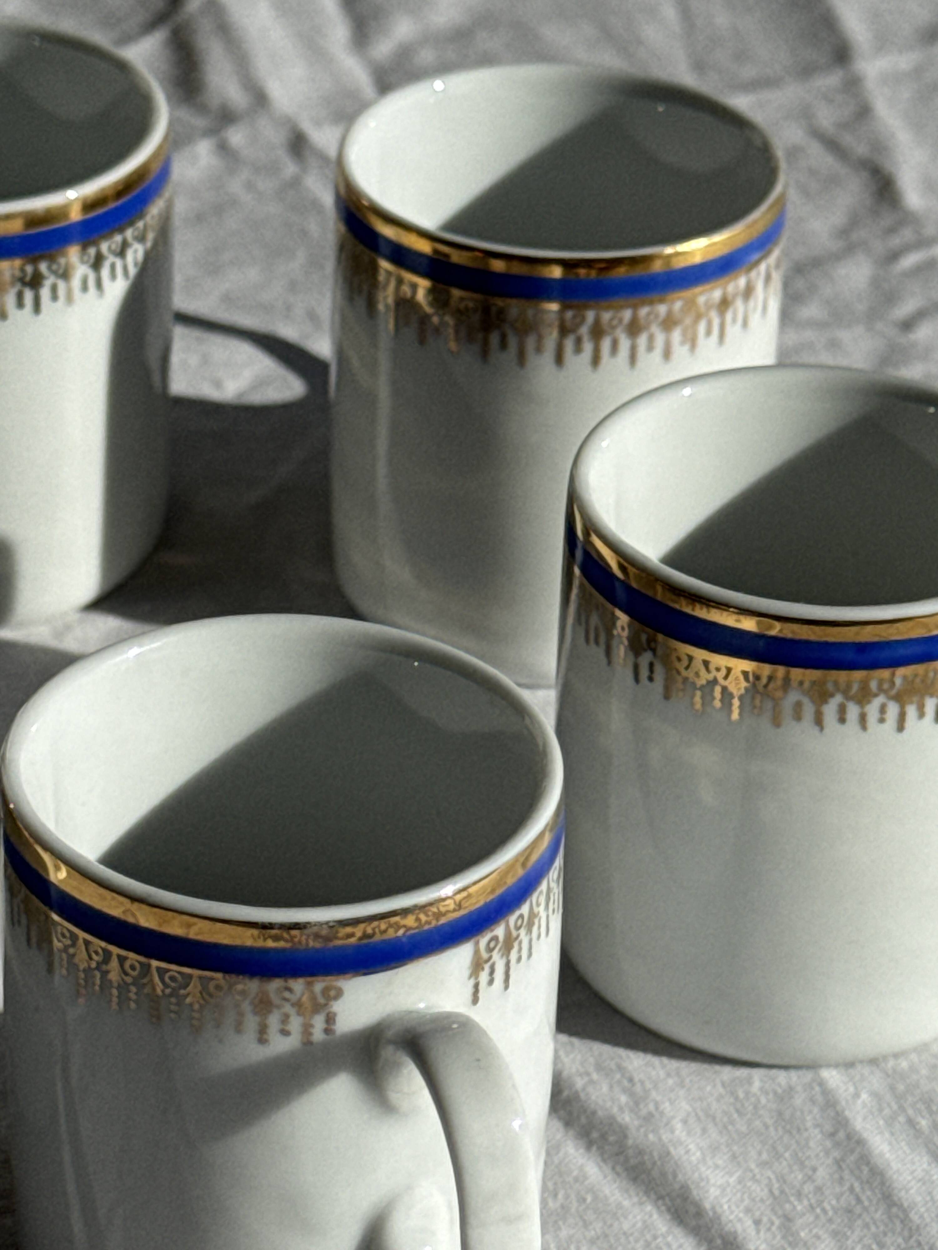 Set of 6 small espresso cups Germer Porcelain, made in Brazil.