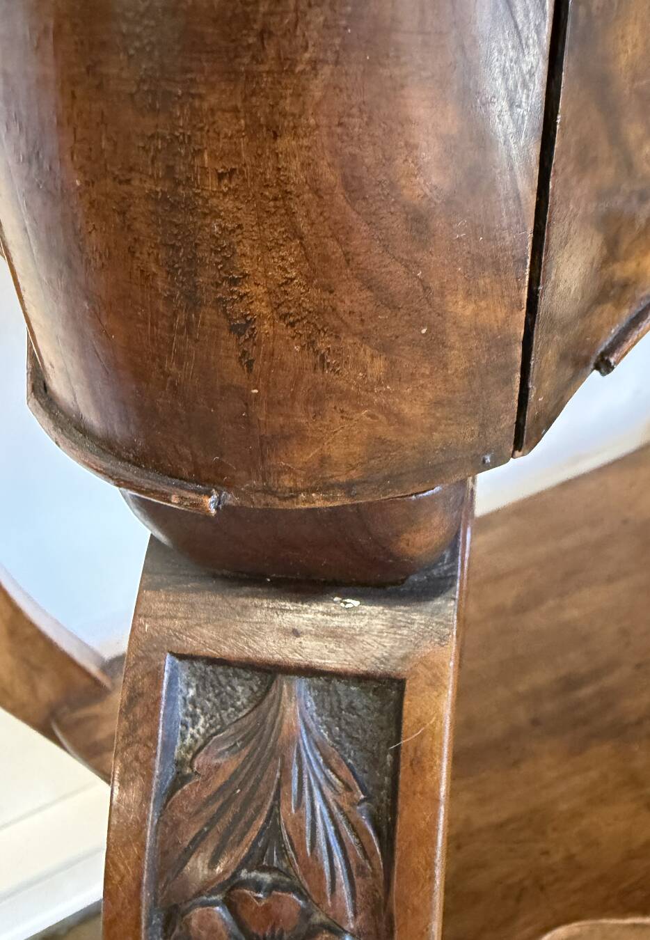 Napoleon III console in walnut and white marble