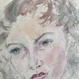 Portrait of a woman, 1950s/1960s. Watercolor and graphite on paper