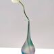 Green, Blue and Pink Etched Murano Glass Single Flower Vase, Italy