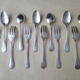 Dessert or dessert cutlery, 6 forks and 6 silver metal spoons Guildard