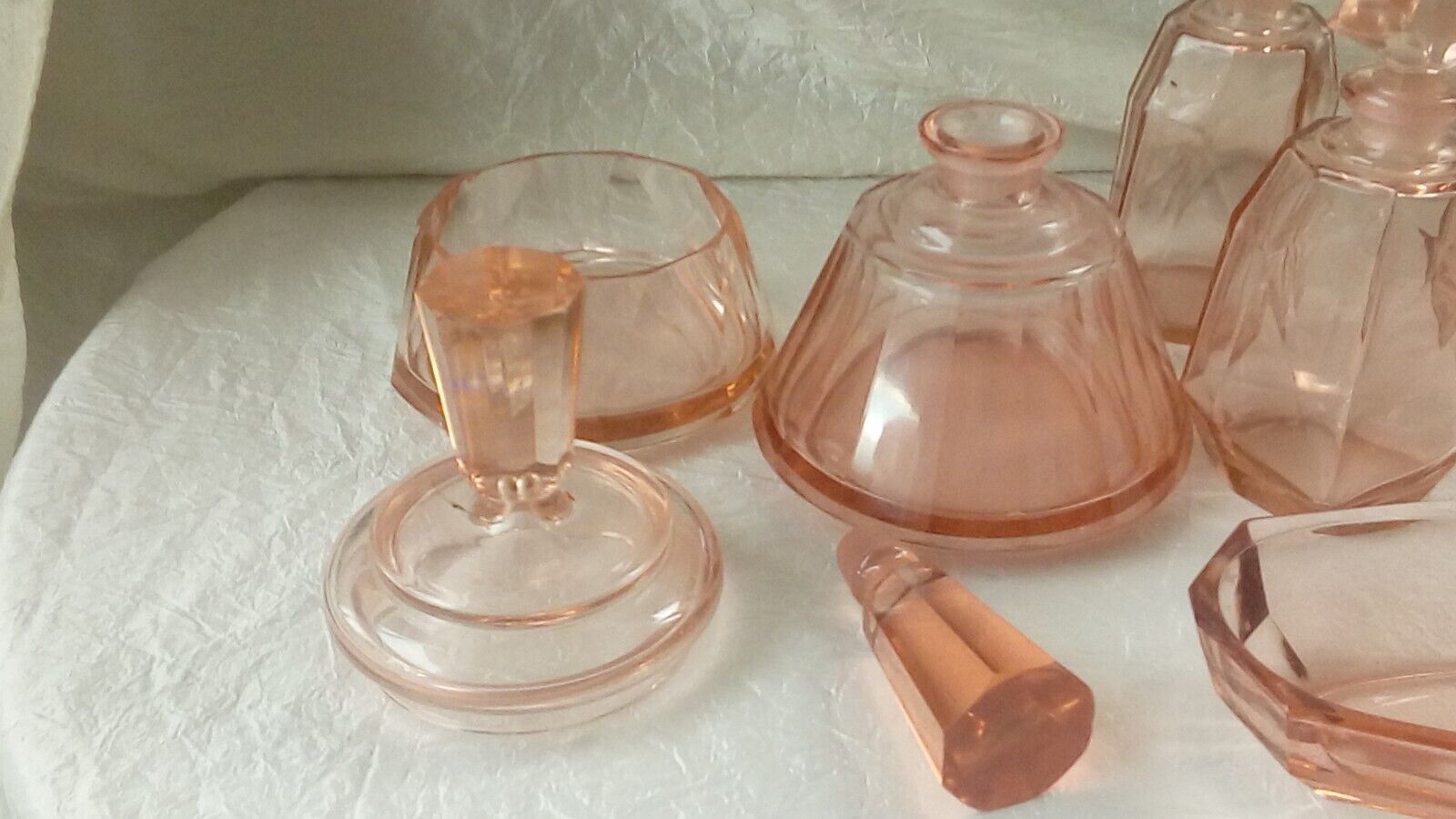 Glass dressing table filling perfume bottles powder box