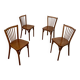 Lot de 4 anciennes chaises de bistrot baumann vintage en bois