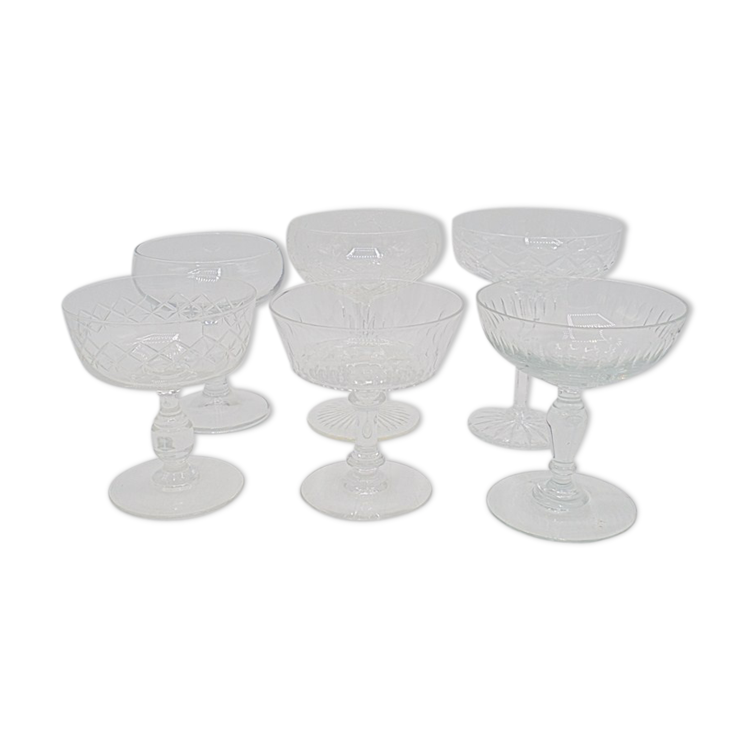 Set of 6 champagne cups mismatched