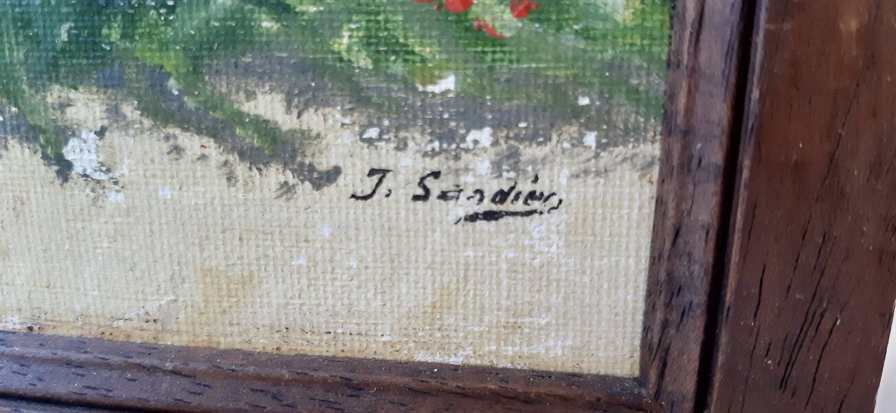 Oil painting on canvas terrace Signed May 1962