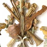 Louis XVI style wall lamp, musical instruments, 63 cm