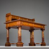 Wilhelmine secretary in walnut & exotic veneer with leather top