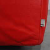 Red Mid-century 3-seater Leather Sofa by Edra, Italy 2000