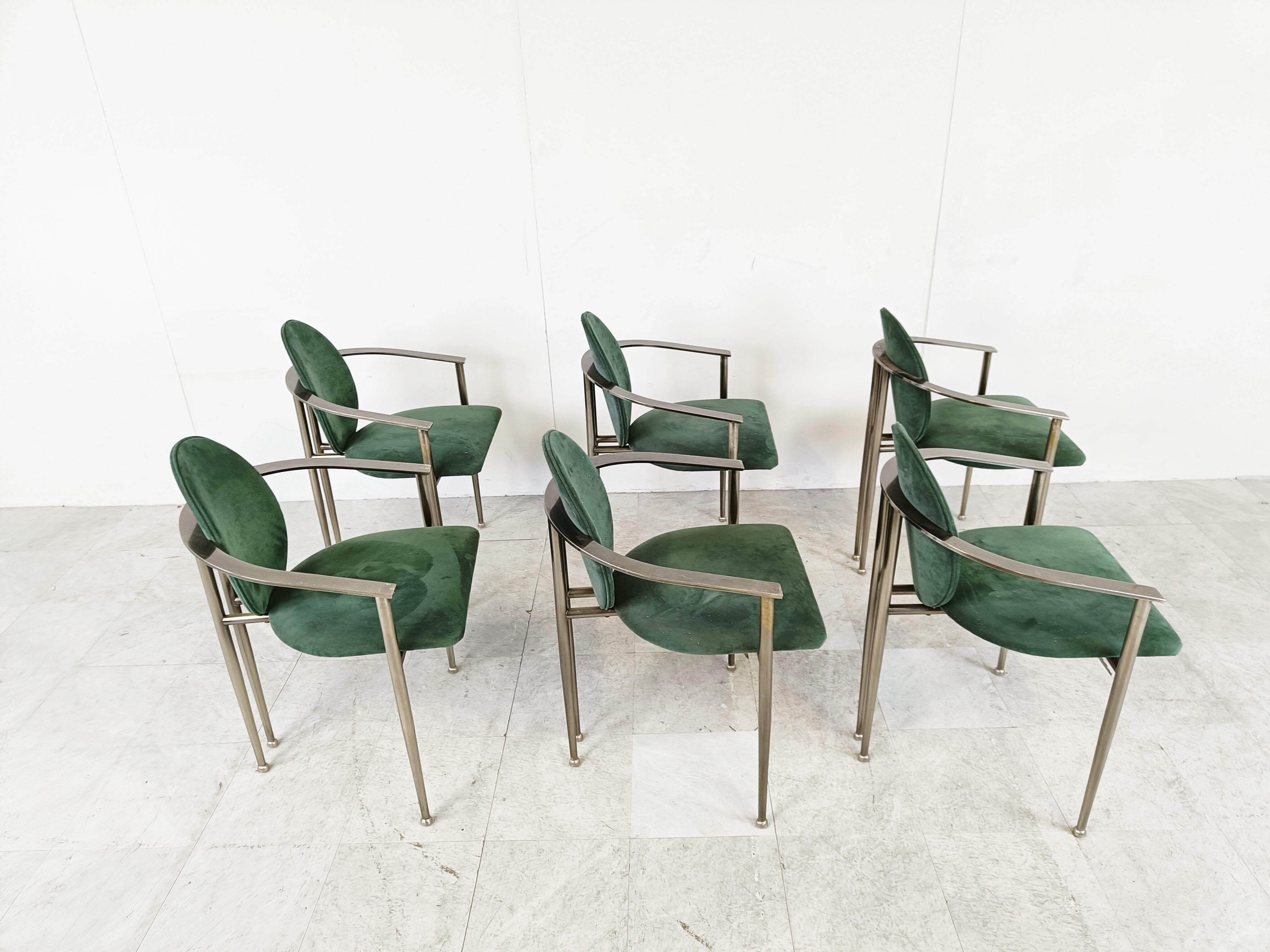 Vintage dining chairs by Belgo chrom, set of 6 - 1980s