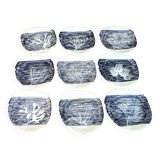 9 different enameled lava plates, 50s/60s signed gd orlat