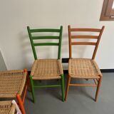 6 Italian chairs from the 60s solid beech and rope