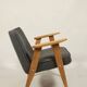 Fauteuil du milieu du siècle, revêtement en laine grise, bois de chêne, chaise longue de Style Vintage après rénovation