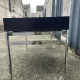 Large textured black lacquered flat desk and chrome in 1970s style — Esprit Mai