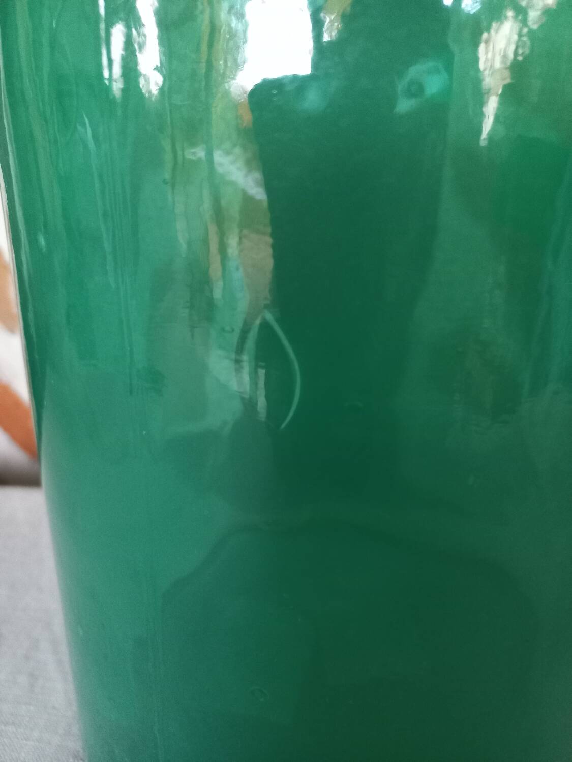 Large celadon green bottle vase