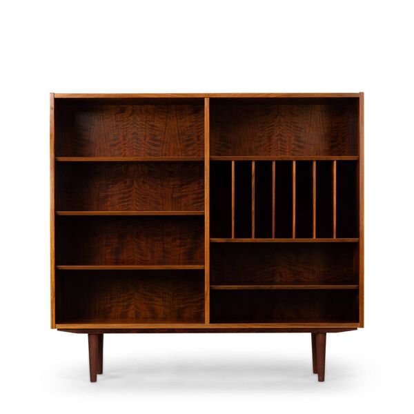Bibliothèque en palissandre de design danois avec porte-disques vinyles, années 1960