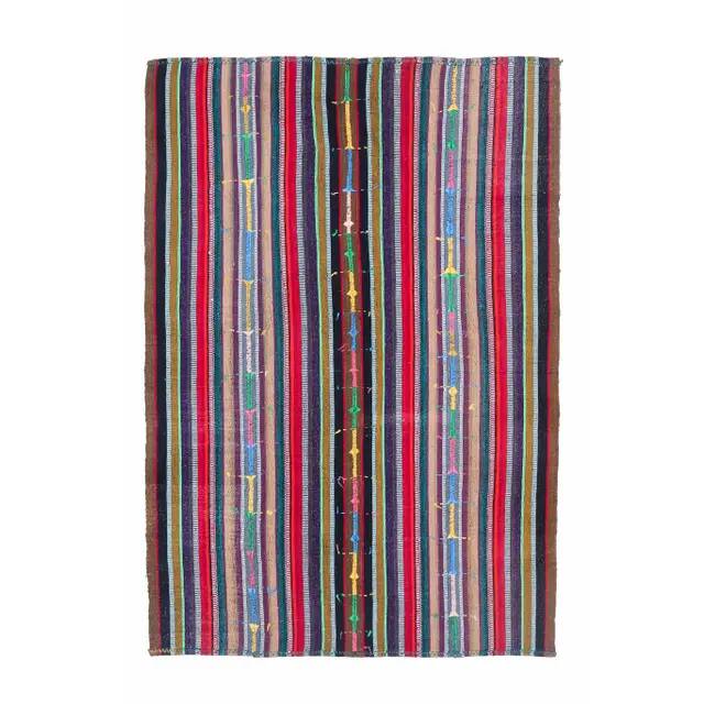 Vintage Turkish Hand-Knotted Wool Cotton Pink Kilim Area Rug 170x245