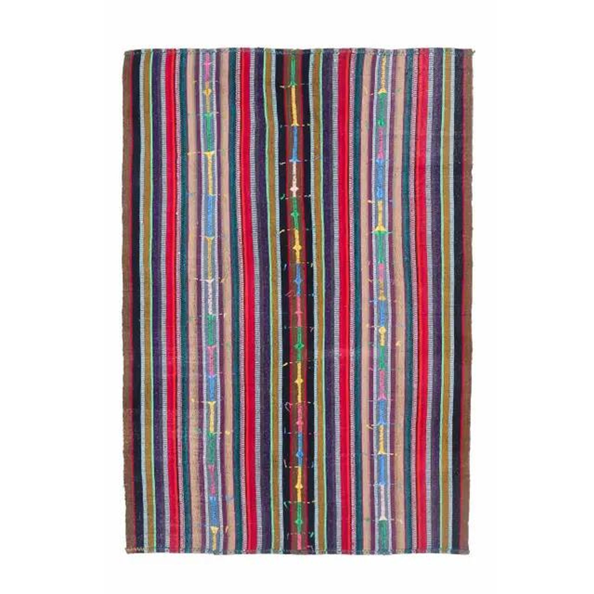 Vintage Turkish Hand-Knotted Wool Cotton Pink Kilim Area Rug 170x245