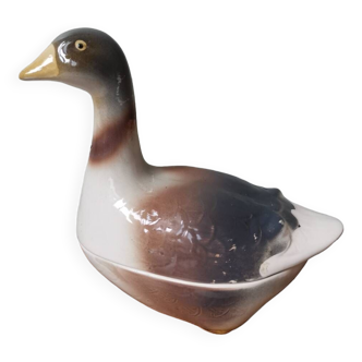 Terrine boîte zoomorphe vintage canard Michel Caugant signée