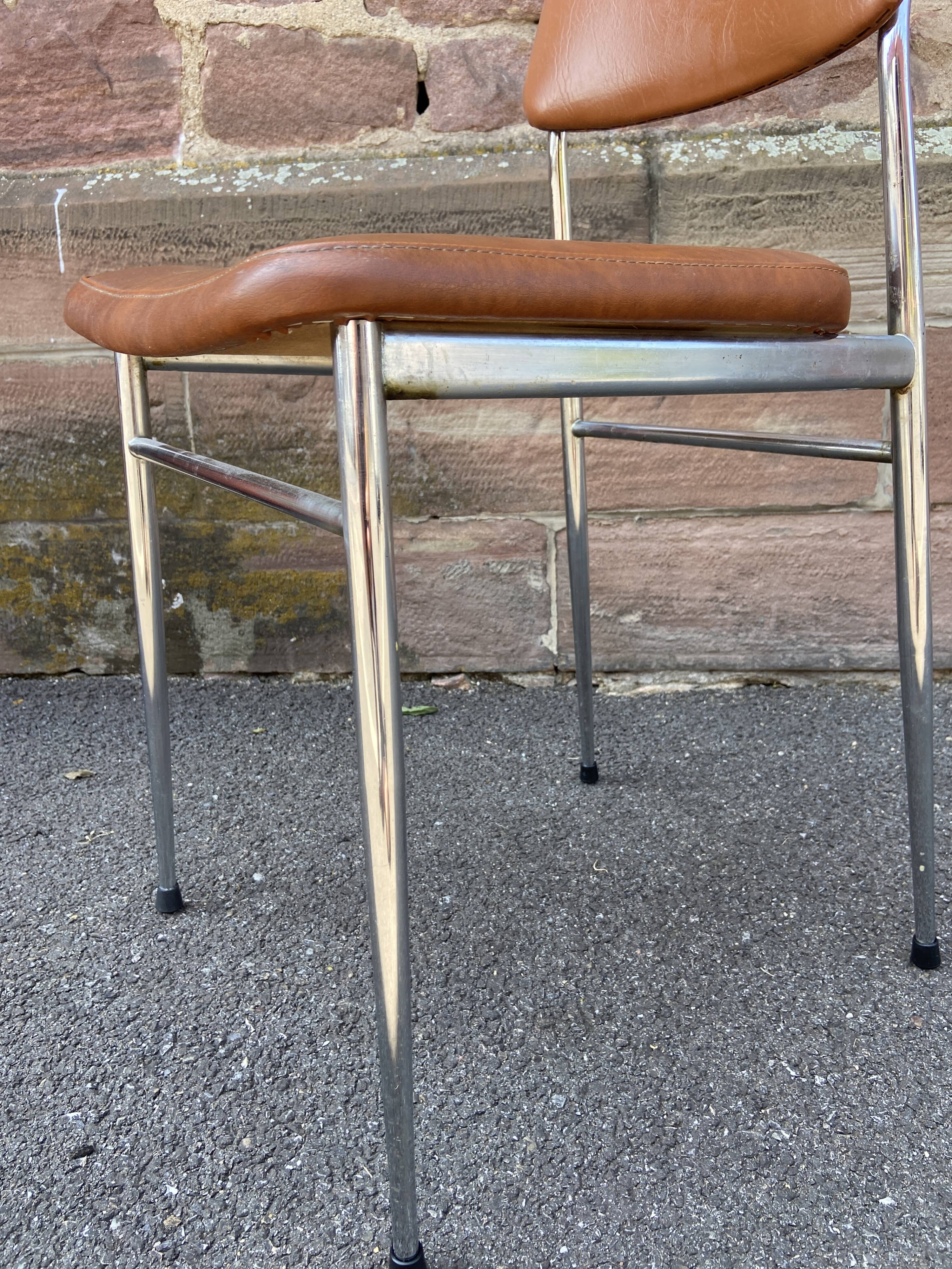 2 vintage leatherette and chrome chairs 1970