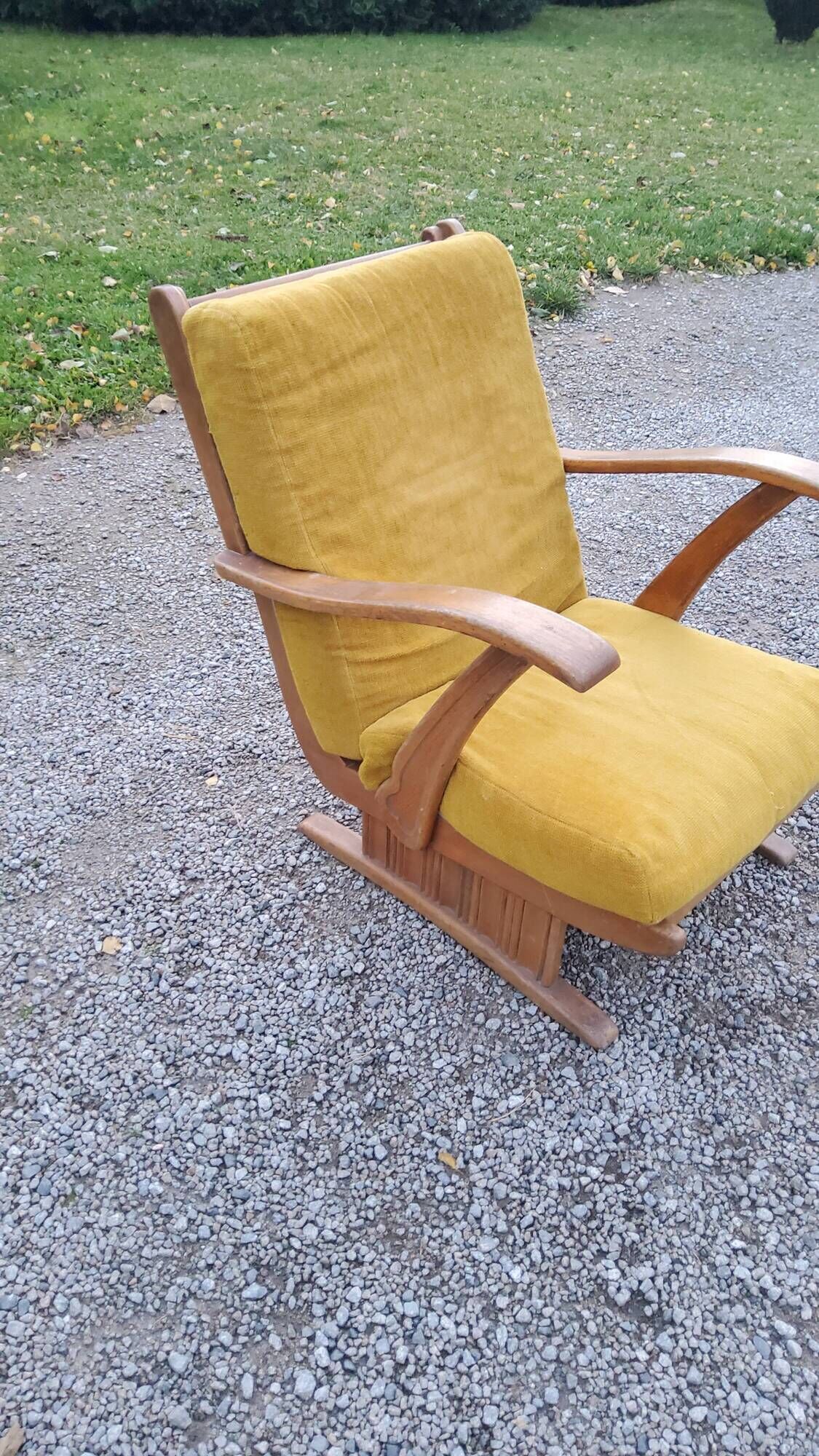 Sleigh armchair of the 40s/50s in oak