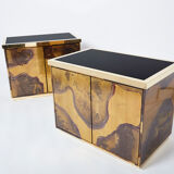 Pair of brass cabinets oxidized 1970