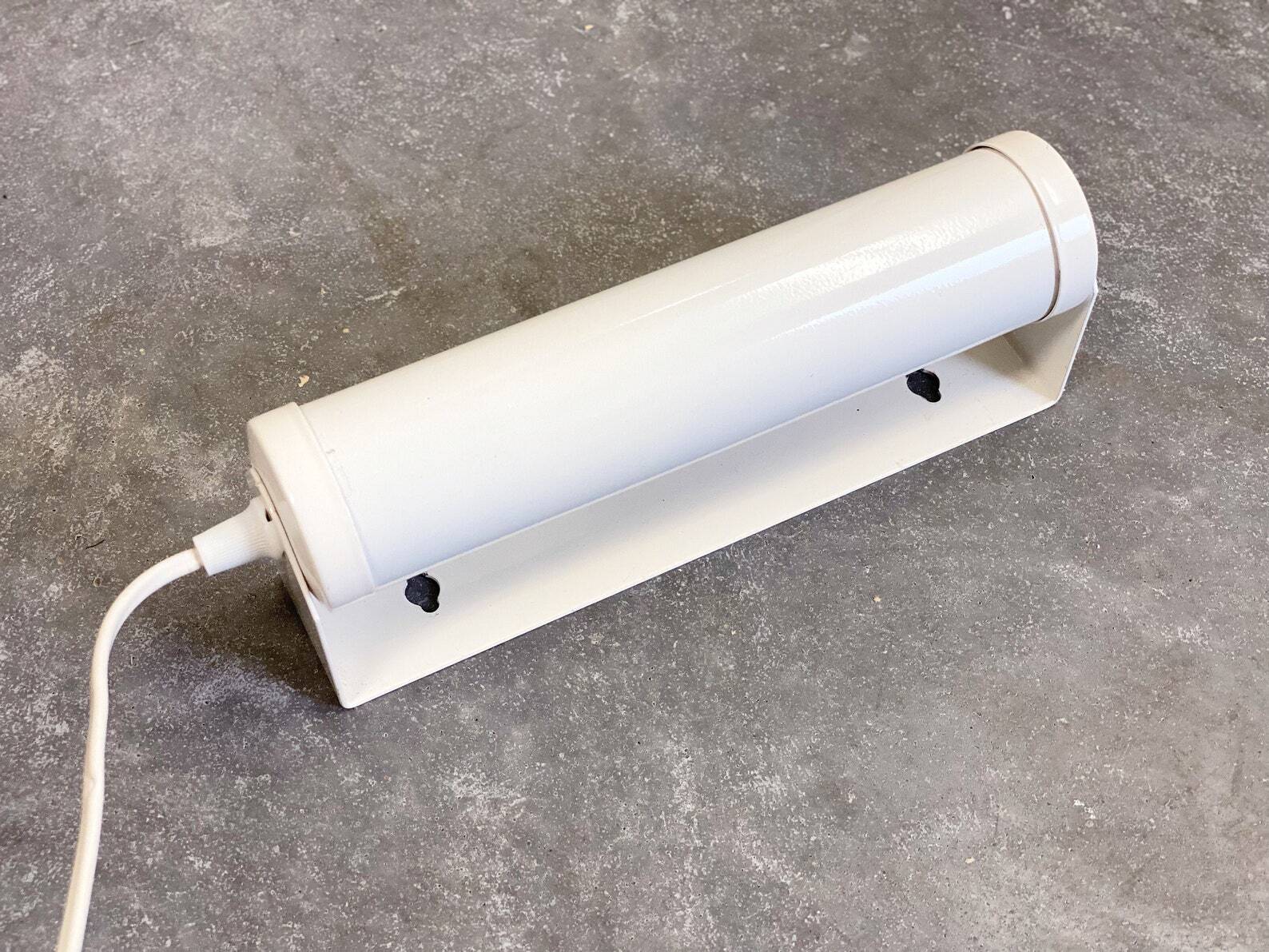 Vintage white metal bed lamp / wall sconce, Post Modern cylindrical wall lamp