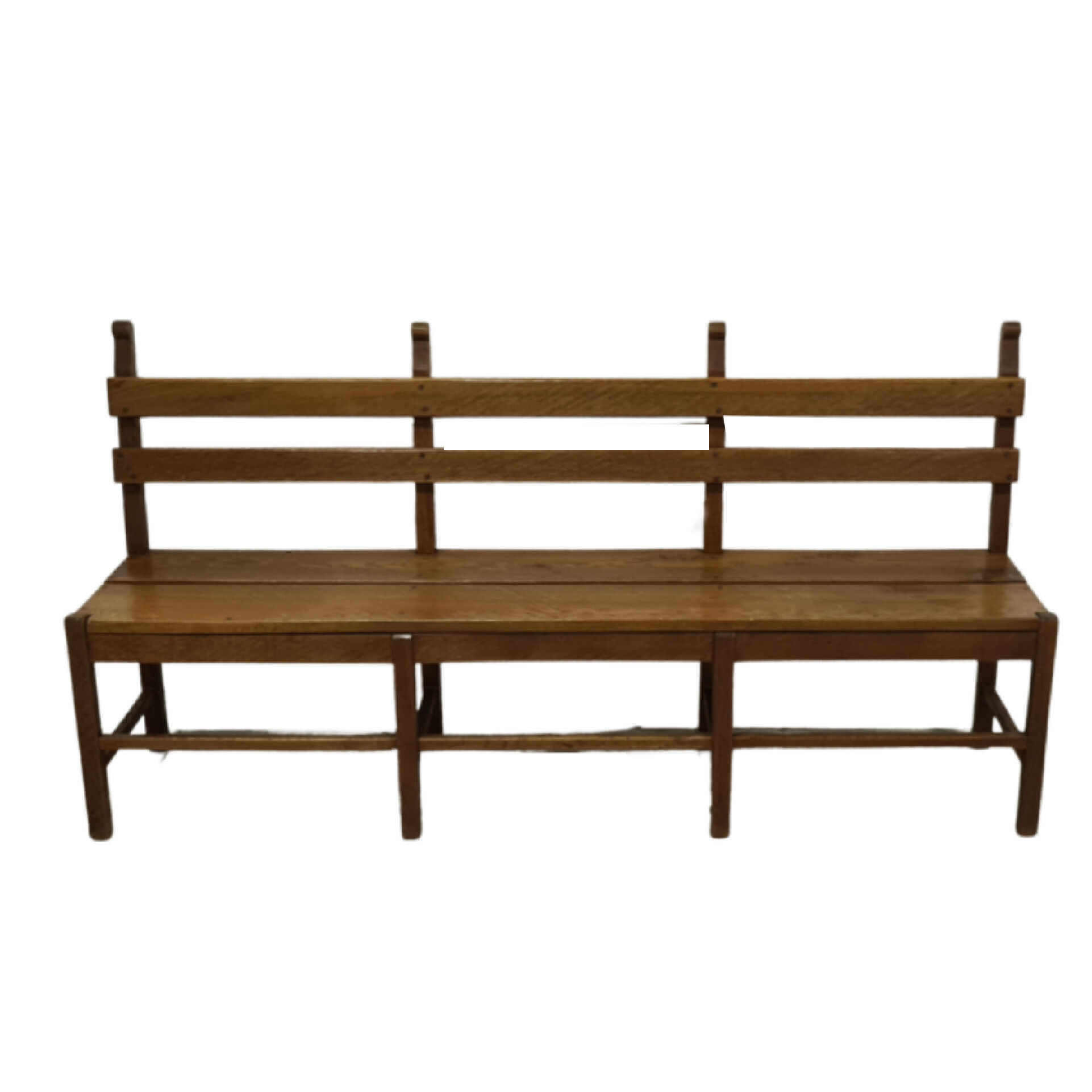 Solid oak brutalist robust bench, Netherlands 1950s