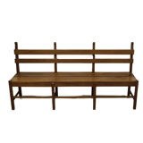 Solid oak brutalist robust bench, Netherlands 1950s