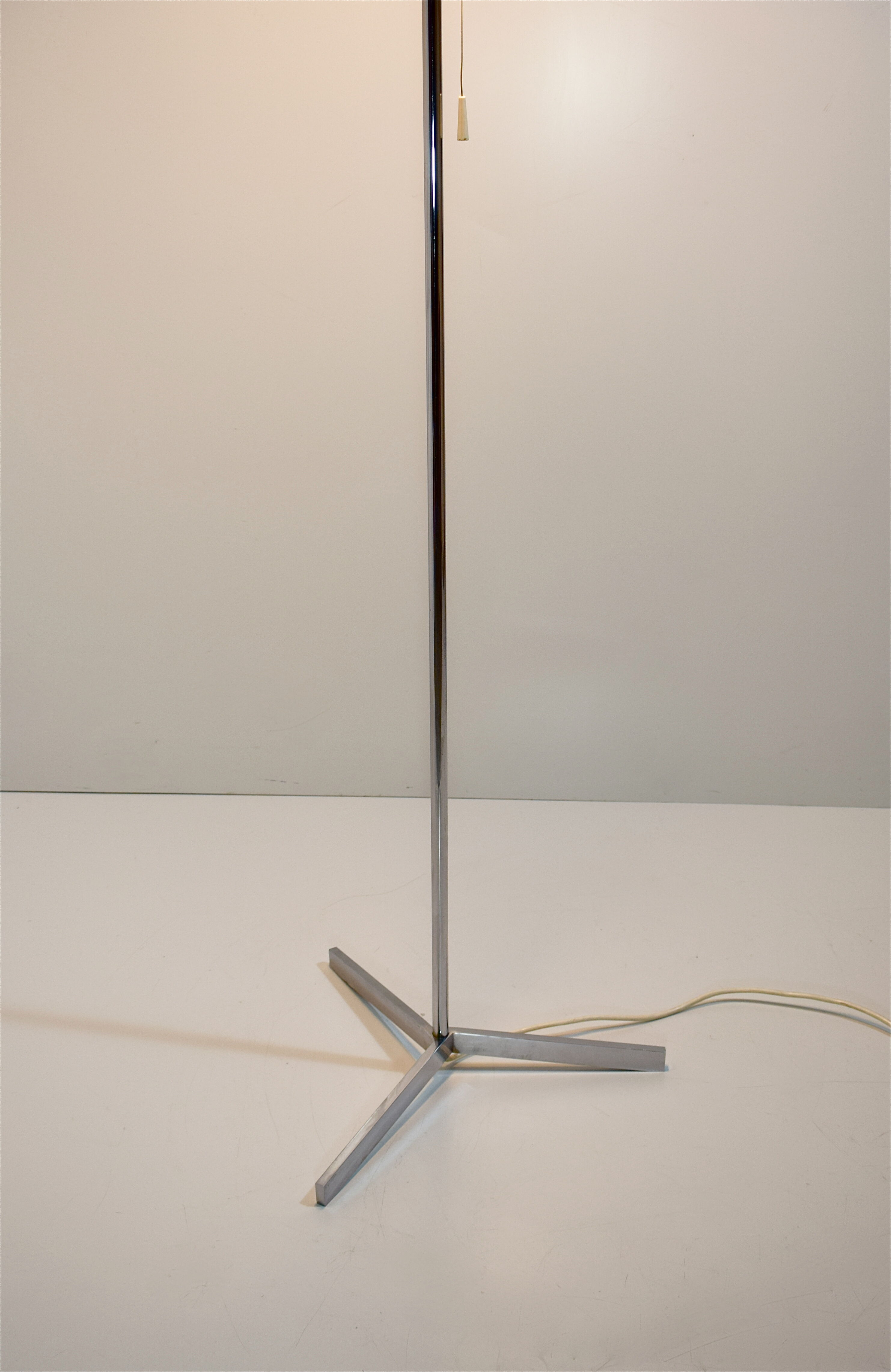 1960 chrome lamppost and red lampshade, double lighting