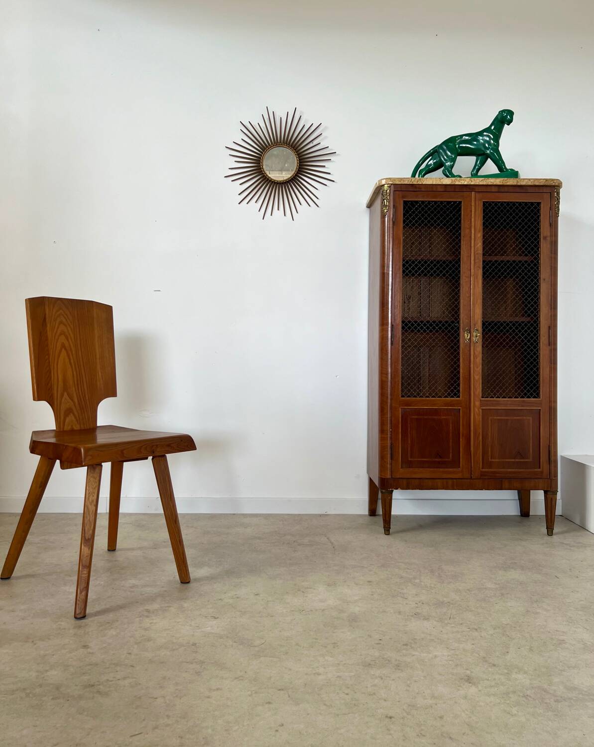 Old display case library with wire mesh from the Napoleon III period, late 19th century