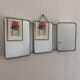 Vintage mirror 1950 triptych barber Arpin white - 21 x 51 cm