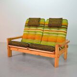 Yngve Ekstrom Scandinavian Design Pinewood 2-Seat Dymling Sofa Swedese 70s