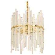 golden brass chandelier with crystal glass rods by C. Palme, Germany, 1970s.