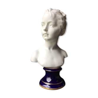 Limoges porcelain and biscuit bust signed Goumot Labesse