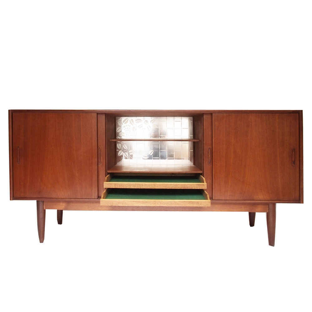 Danish vintage Scandinavian sideboard, sliding doors