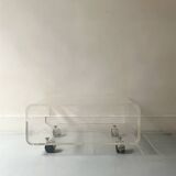 Transparent plexiglass coffee table by Roche Bobois, 1970s design.