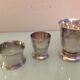 Timpani, shell and round of silver metal / vintage towel 50s-60s