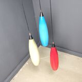 Vintage 3 glass pendant lights by Vistosi, 1970s