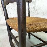 High back straw armchair