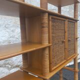Modular bookcase in vintage rattan