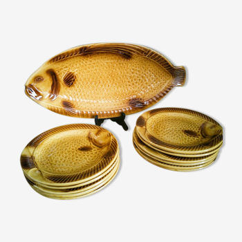 Fish service 12 pieces by Kil Keramik - 70s