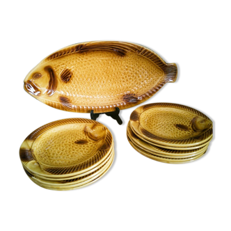 Fish service 12 pieces by Kil Keramik - 70s