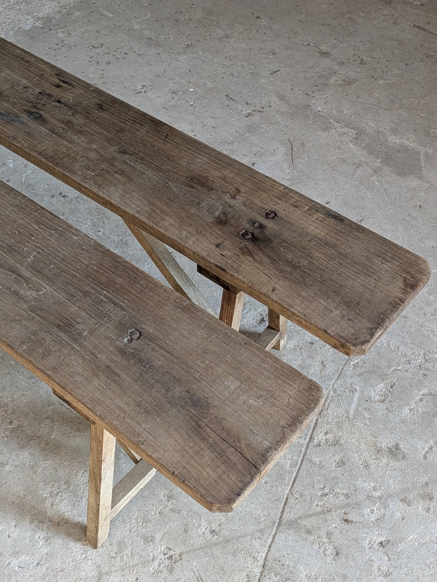 Pair of antique oak benches