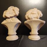 Plaster busts "margherita and faust" from the 50s