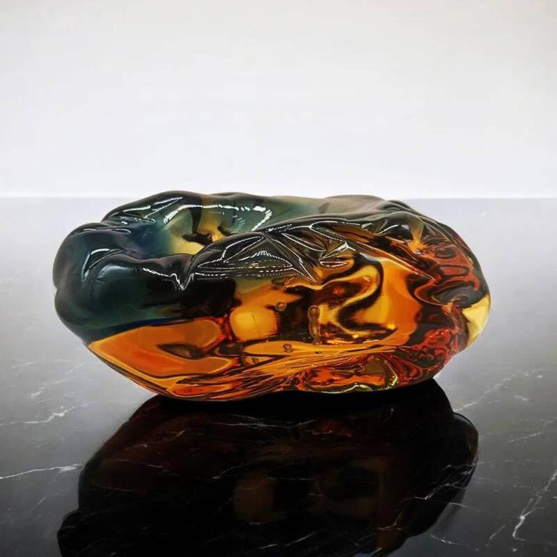 1950s large ashtray completely hand-blown and handcrafted in Murano glass, made in Italy - 18 cm