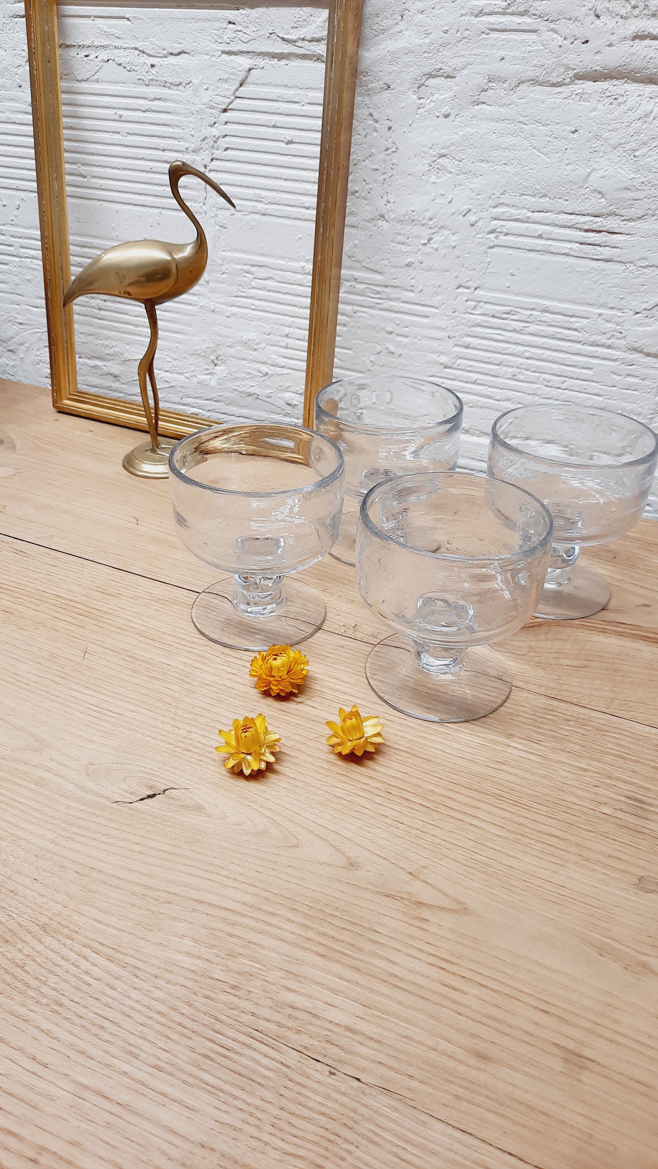 Set 4 coupes  verre bullé