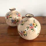 Set of 2 Jérôme Massier Vallauris ball vases / Handwritten signature