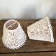 Duo of fishnet and cotton crochet lampshades, 1960s