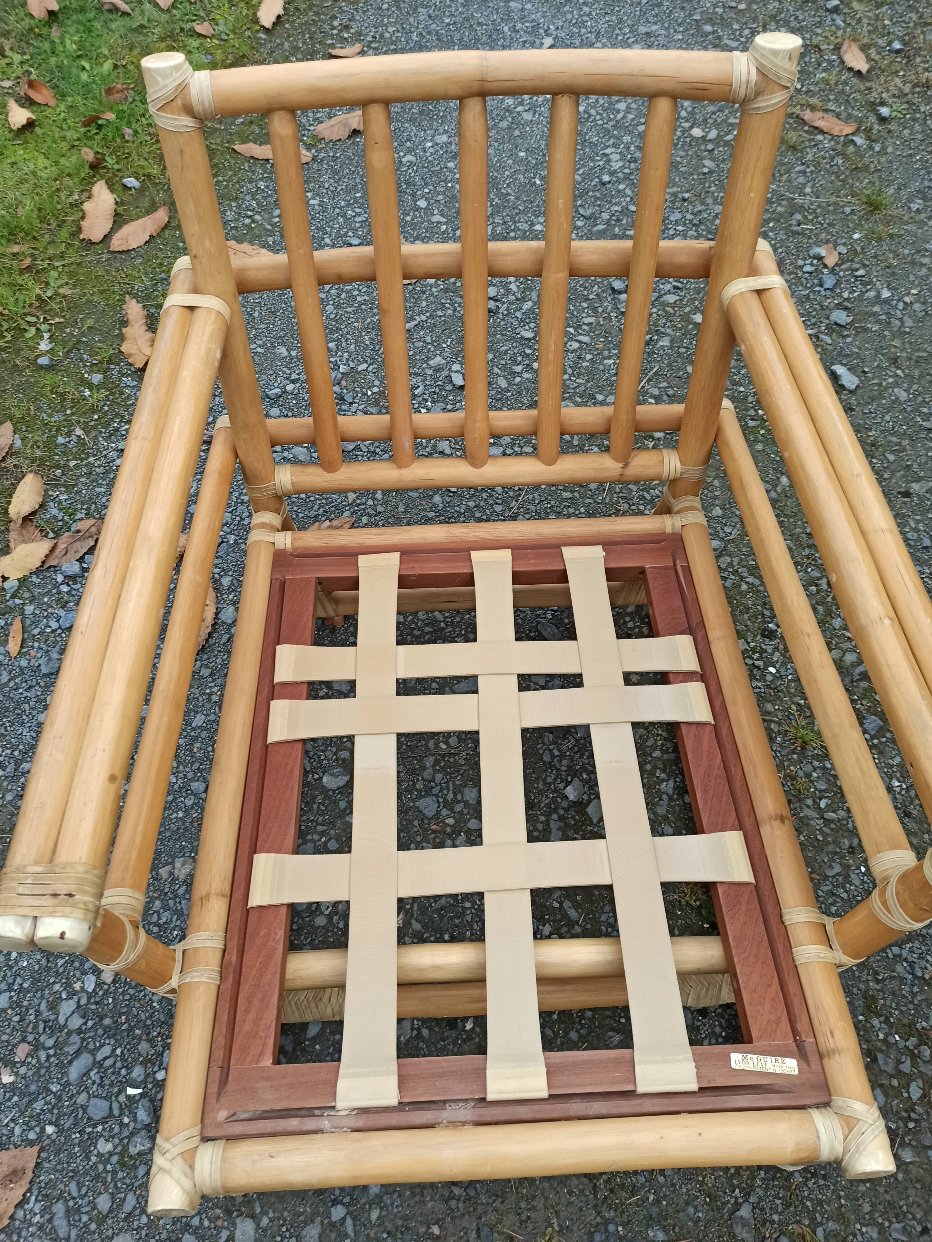 Pair of Lyda Levi armchairs for Mc Guire bamboo Italy Milan