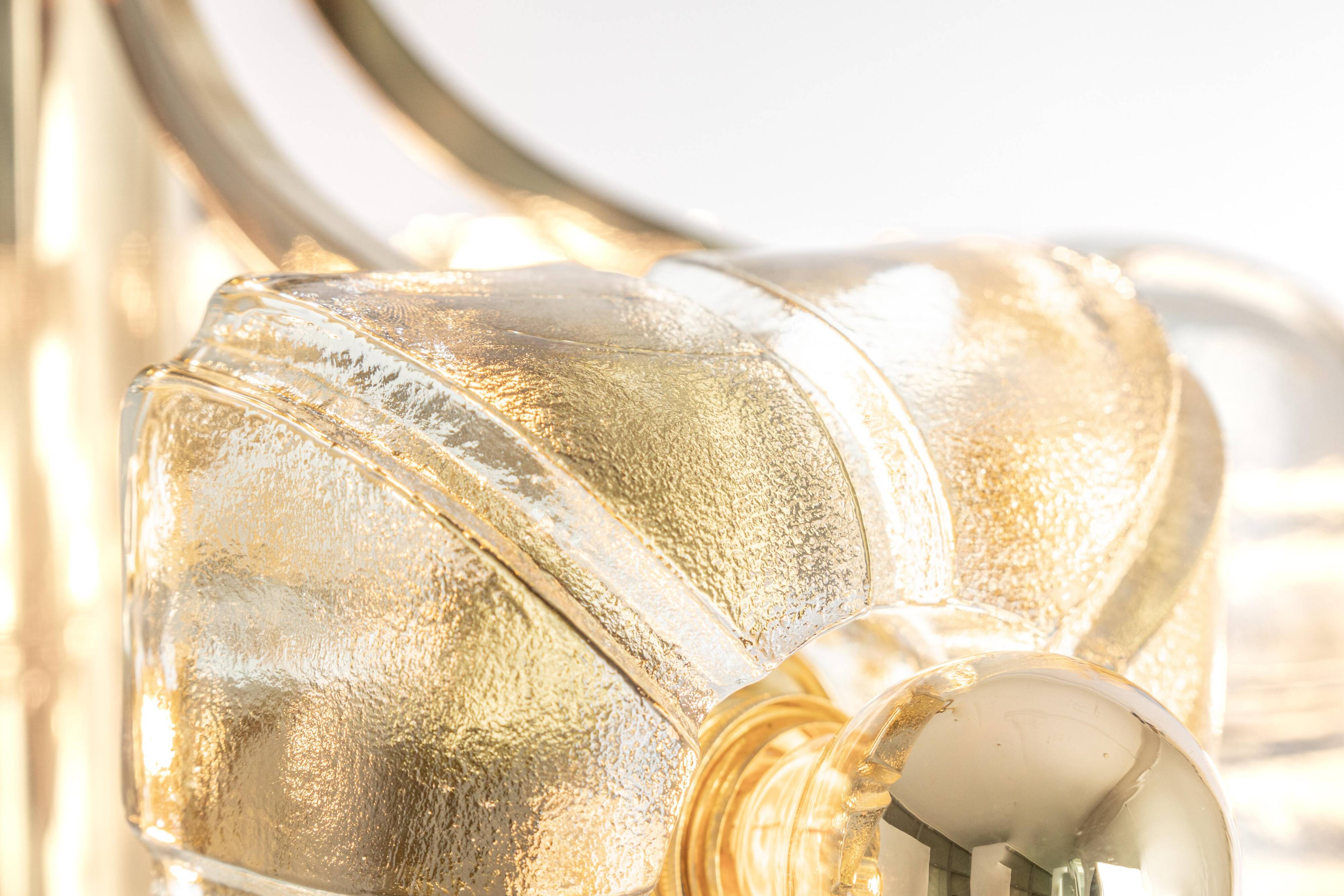 Large brass and crystal glass pendant by Sische, Germany, 1970s.